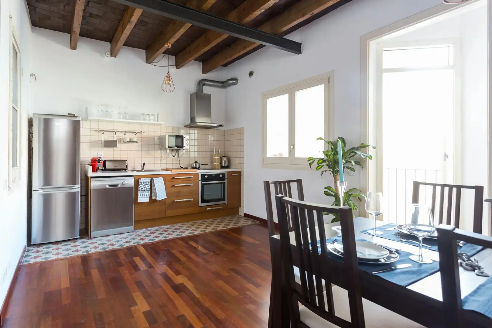 Kitchen of Flat for rent in L'Hospitalet de Llobregat  with Air Conditioner, Heating and Furnished