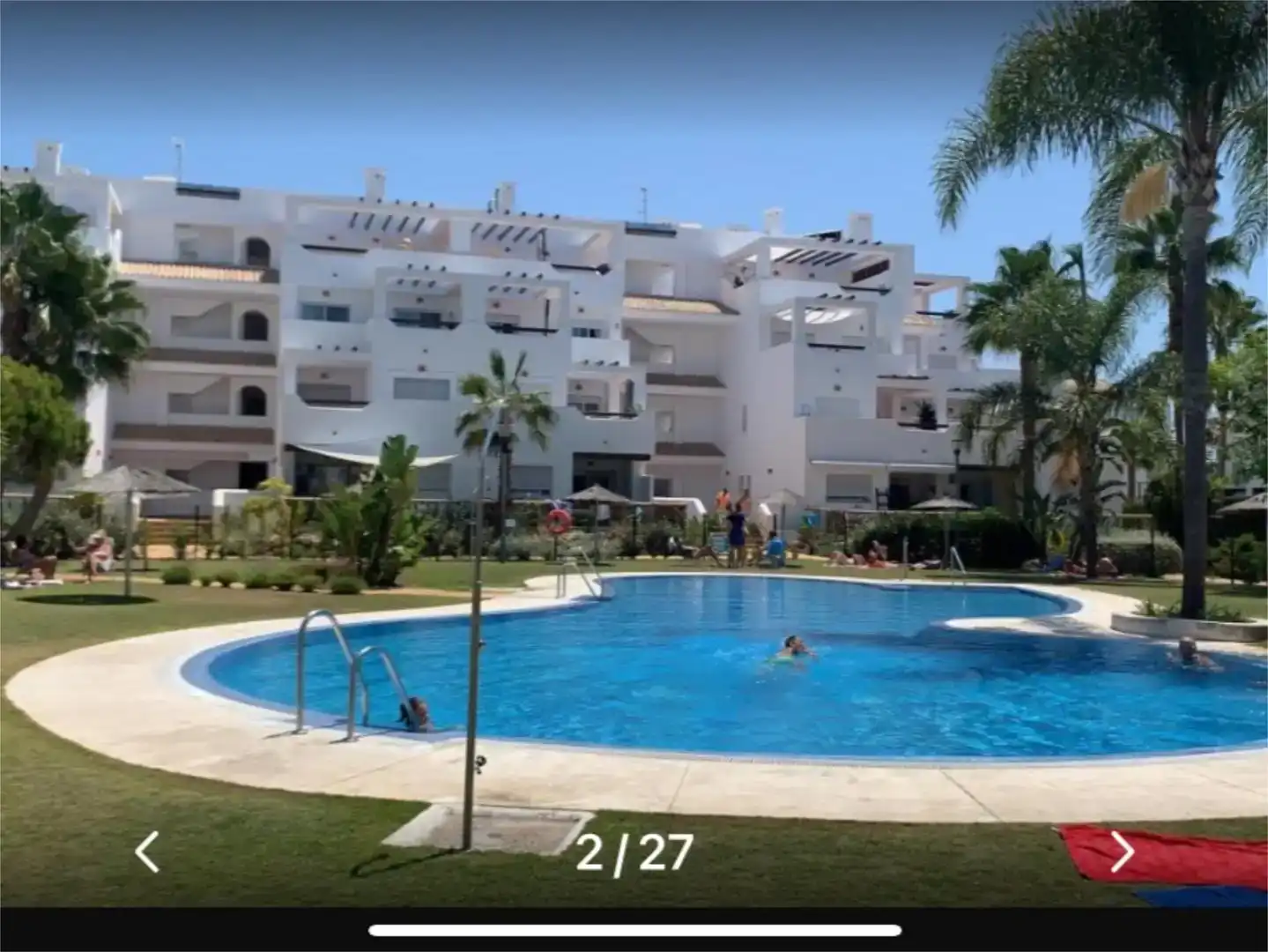Außenansicht von Wohnung zur Miete in Rota mit Klimaanlage, Privatgarten und Schwimmbad