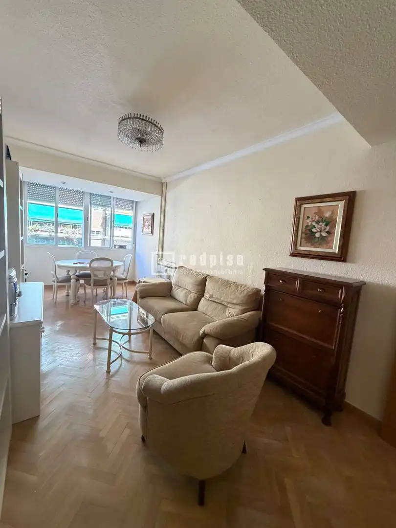 Wohnzimmer von Wohnung zur Miete in Madrid mit Heizung, Parkett und Möbliert