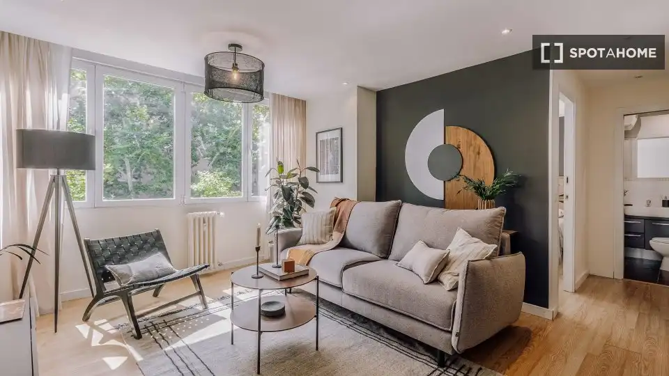 Living room of Flat for rent in Madrid  with Air Conditioner, Heating and Furnished