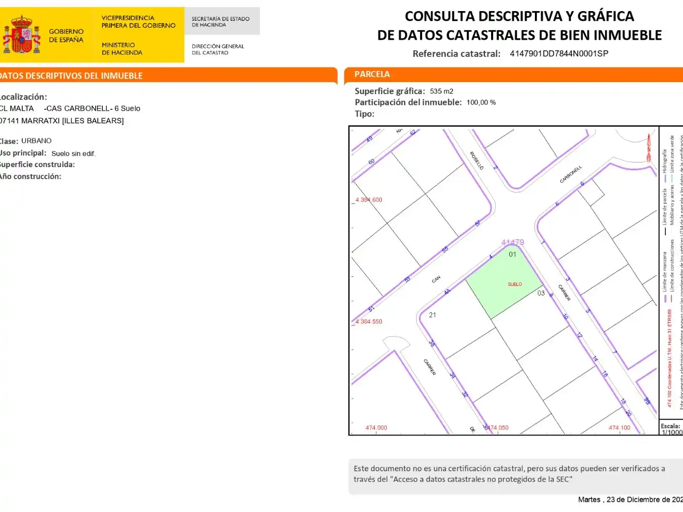 Terreny residencial en venda a Carrer de Malta 2B, imagen 4