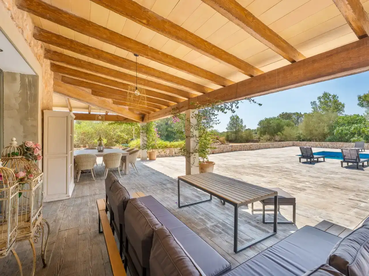 Terrace of Country homes for sale in Algaida  with Air Conditioner and Swimming Pool