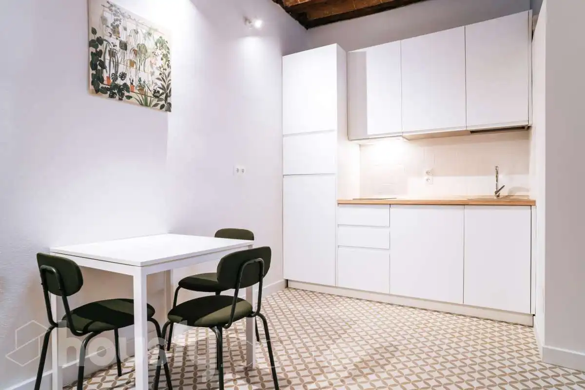 Cocina de Estudio de alquiler en Madrid con Amueblado