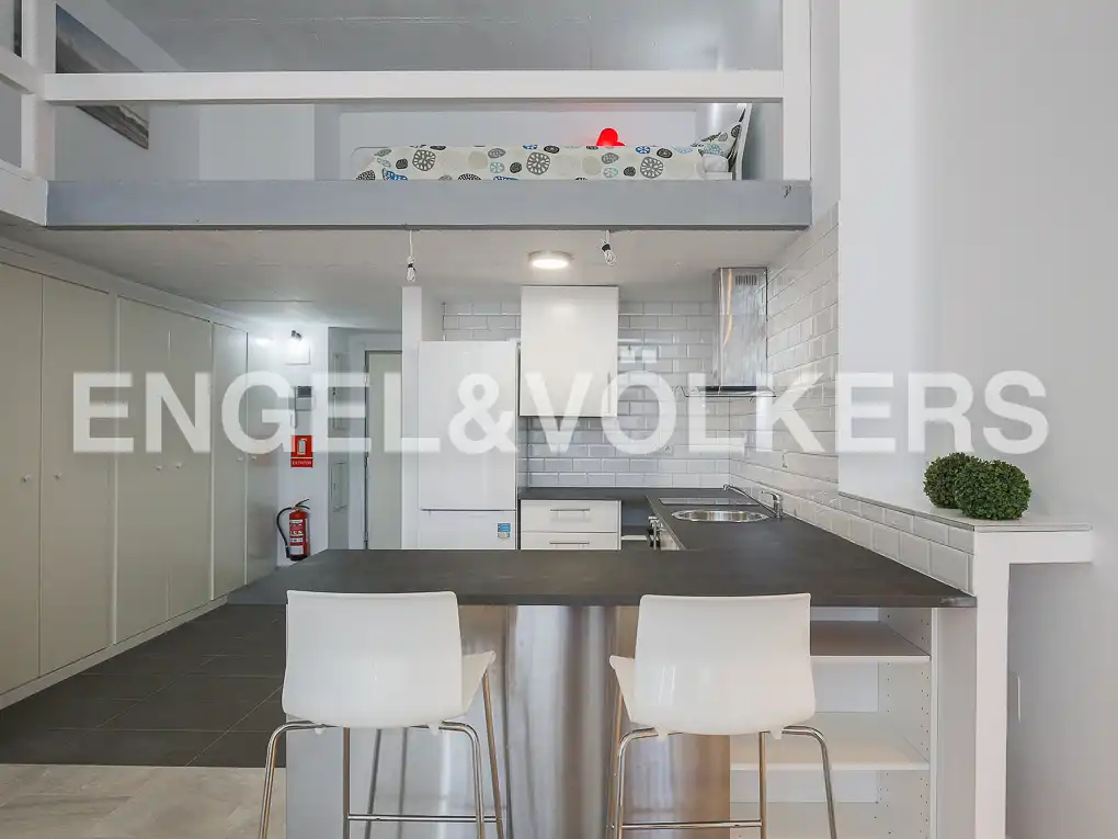 Küche von Loft zur Miete in Valencia mit Klimaanlage, Heizung und Privatgarten