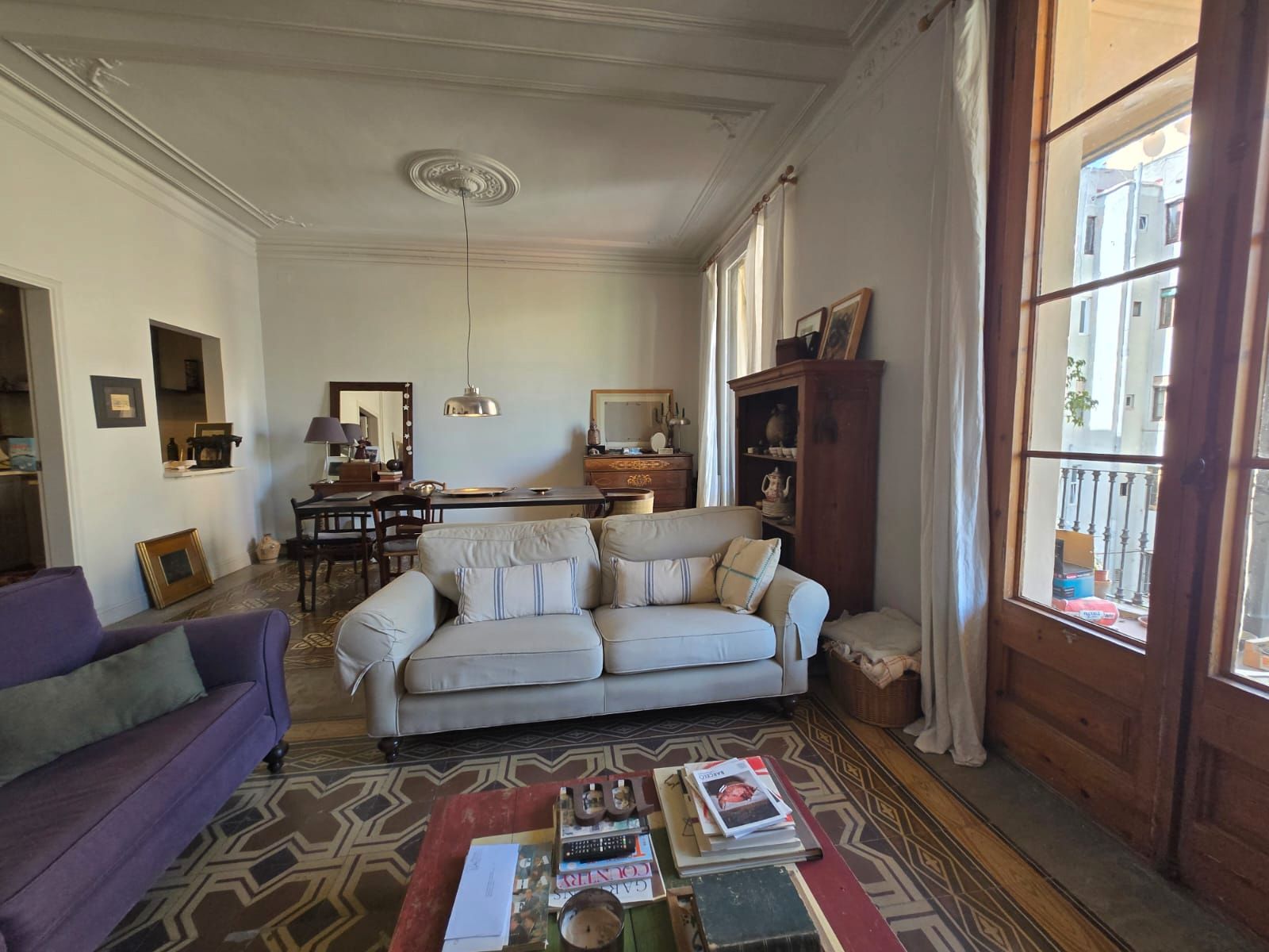 Sala de estar de Piso de alquiler en  Barcelona Capital con Calefacción, Parquet y Terraza