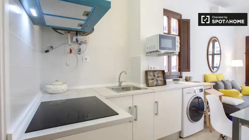 Cuina de Pis de lloguer en Valencia amb Aire condicionat, Calefacció i Moblat