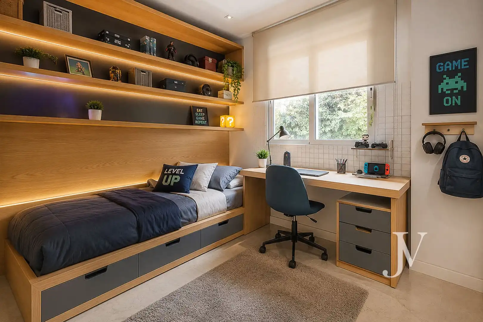 Schlafzimmer von Einfamilien-Reihenhaus zum Verkauf in Pozuelo de Alarcón mit Klimaanlage, Heizung und Privatgarten