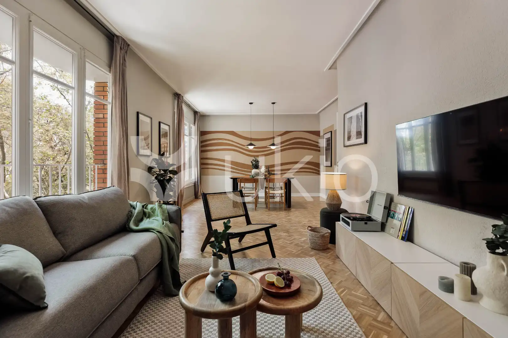 Sala de estar de Apartamento de alquiler en Barcelona con Aire acondicionado, Calefacción y Amueblado