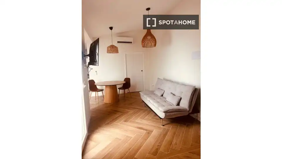 Sala d'estar de Estudi per a compartir en Sagunto / Sagunt amb Aire condicionat, Terrassa i Moblat