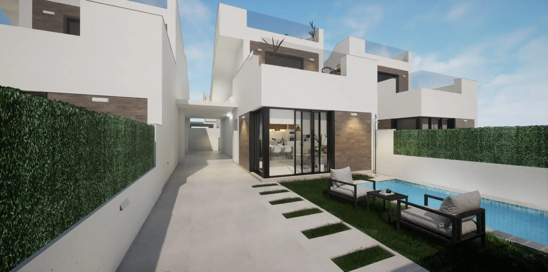 Vista exterior de Casa o xalet en venda en Los Alcázares amb Aire condicionat, Jardí privat i Terrassa