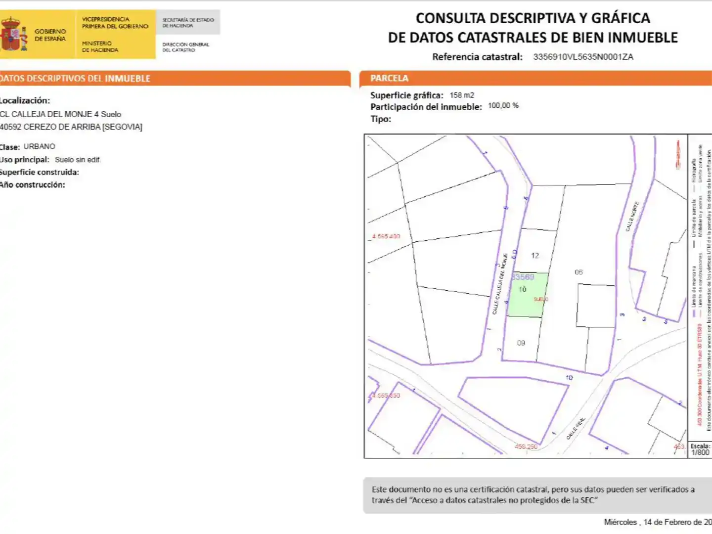 Land for sale in Cerezo de Arriba