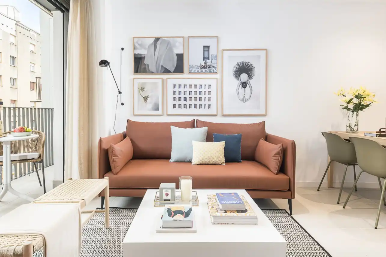 Sala d'estar de Apartament de lloguer en Barcelona amb Aire condicionat, Calefacció i Moblat