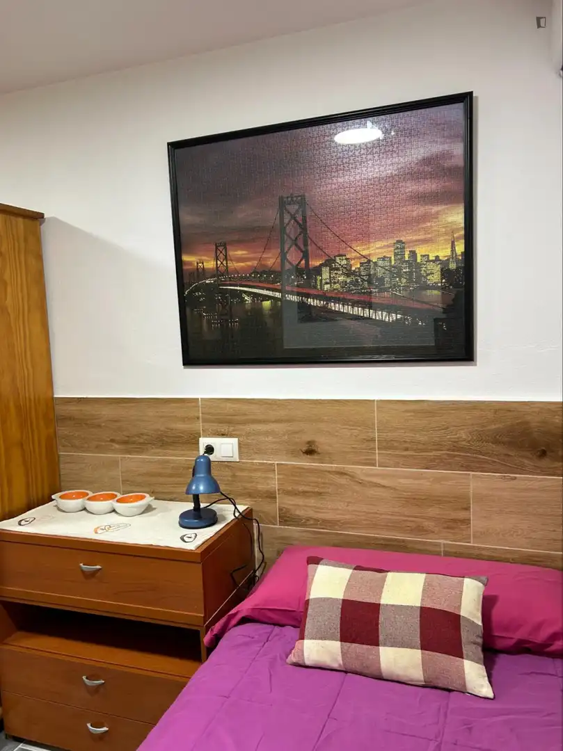 Sala d'estar de Estudi de lloguer en L'Hospitalet de Llobregat amb Aire condicionat, Calefacció i Moblat