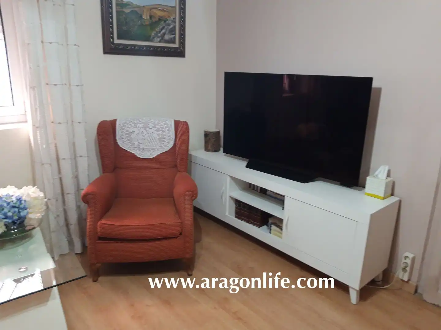 Sala de estar de Casa o chalet en venta en Caspe con Aire acondicionado, Parquet y Amueblado
