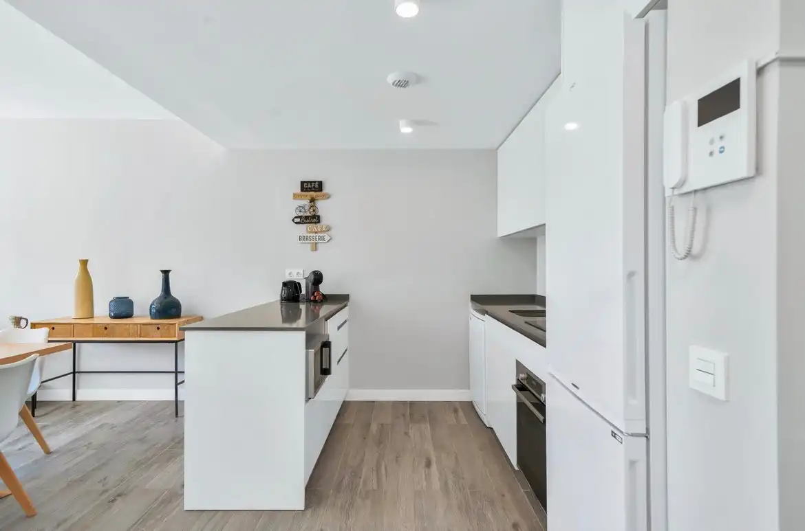 Kitchen of Flat for sale in Mijas  with Air Conditioner, Terrace and Furnished