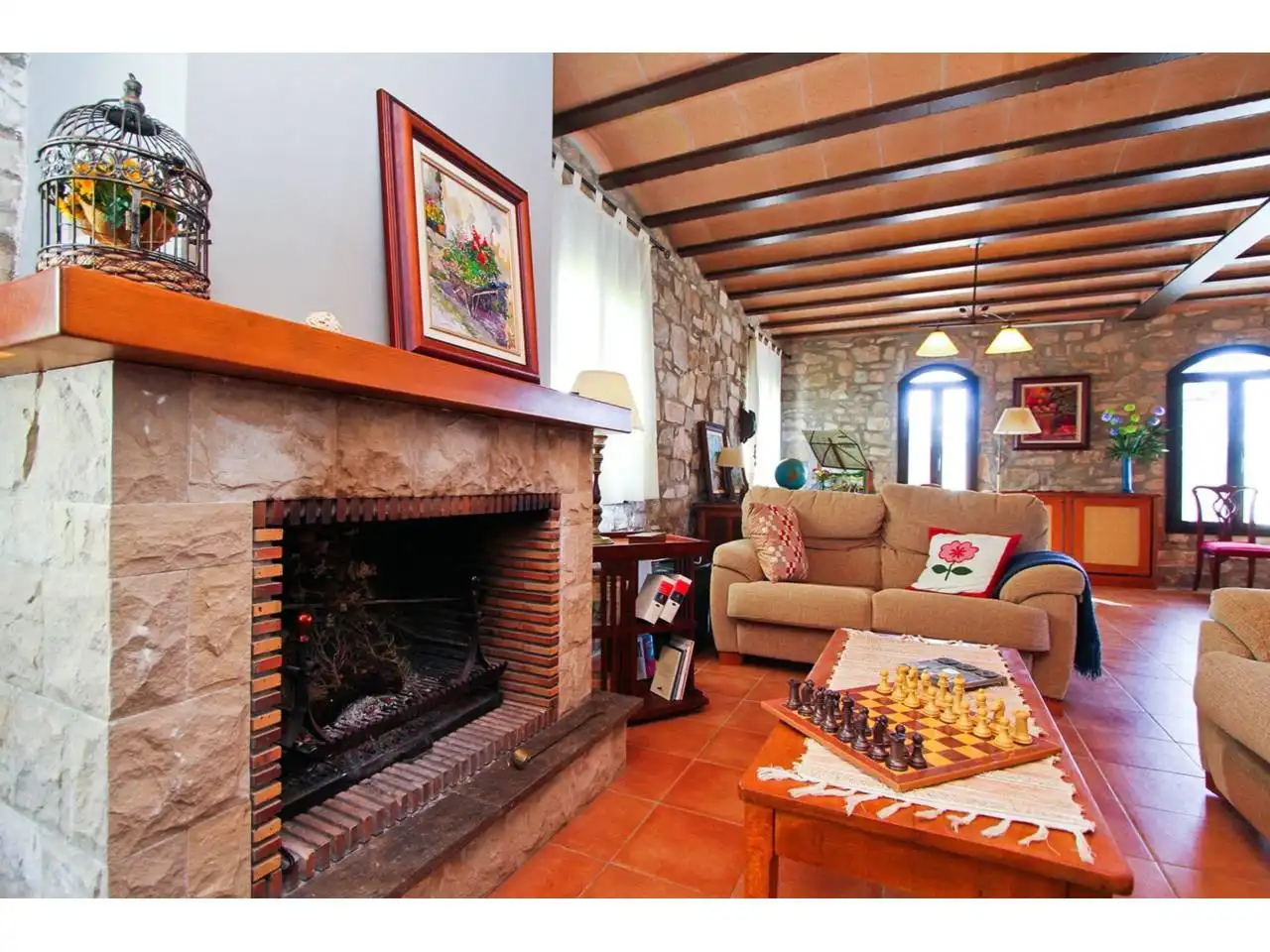 Sala de estar de Finca rústica en venta en Forès con Calefacción, Jardín privado y Terraza
