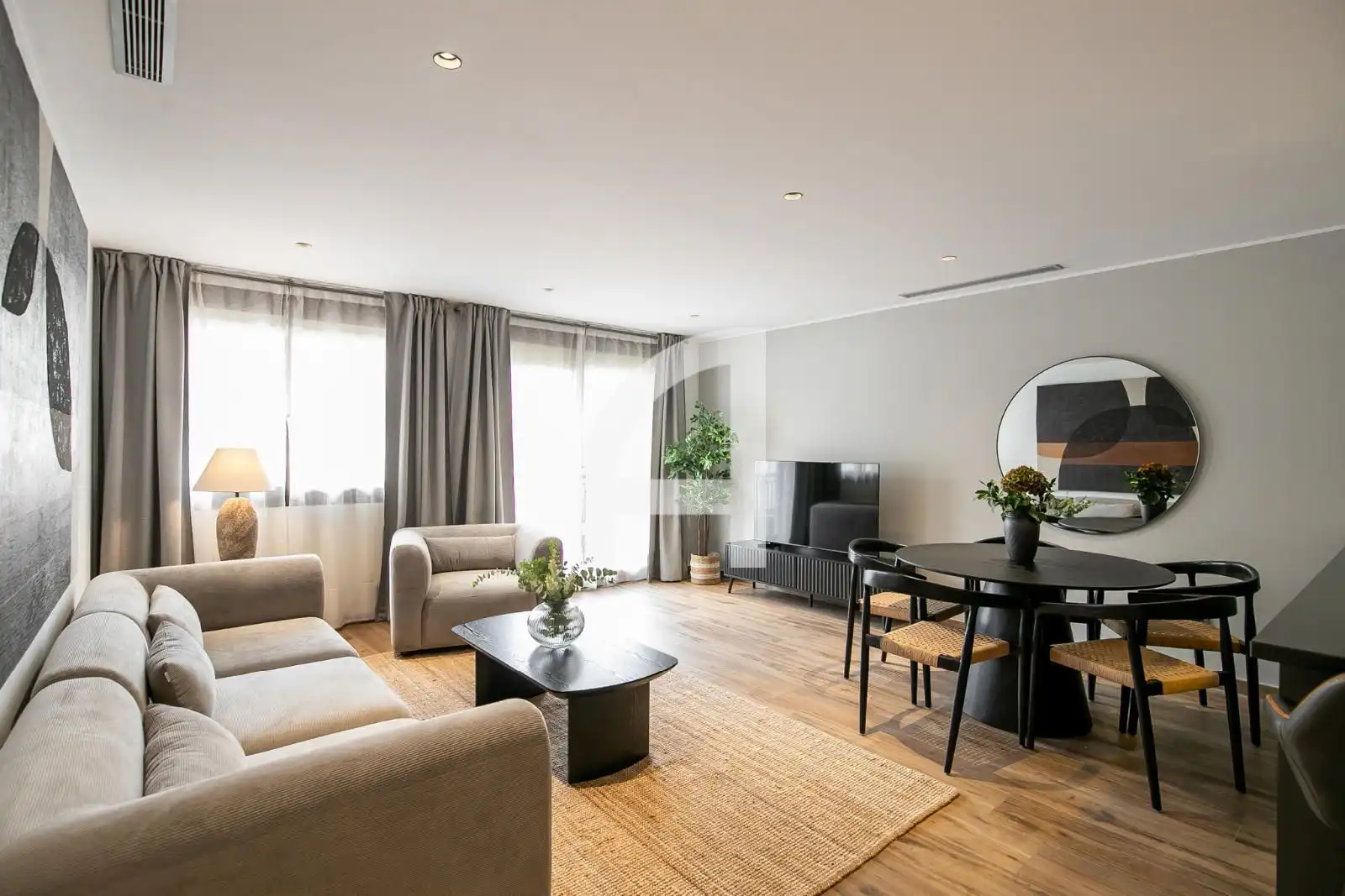 Living room of Flat for rent in Barcelona  with Air Conditioner, Heating and Parquet flooring