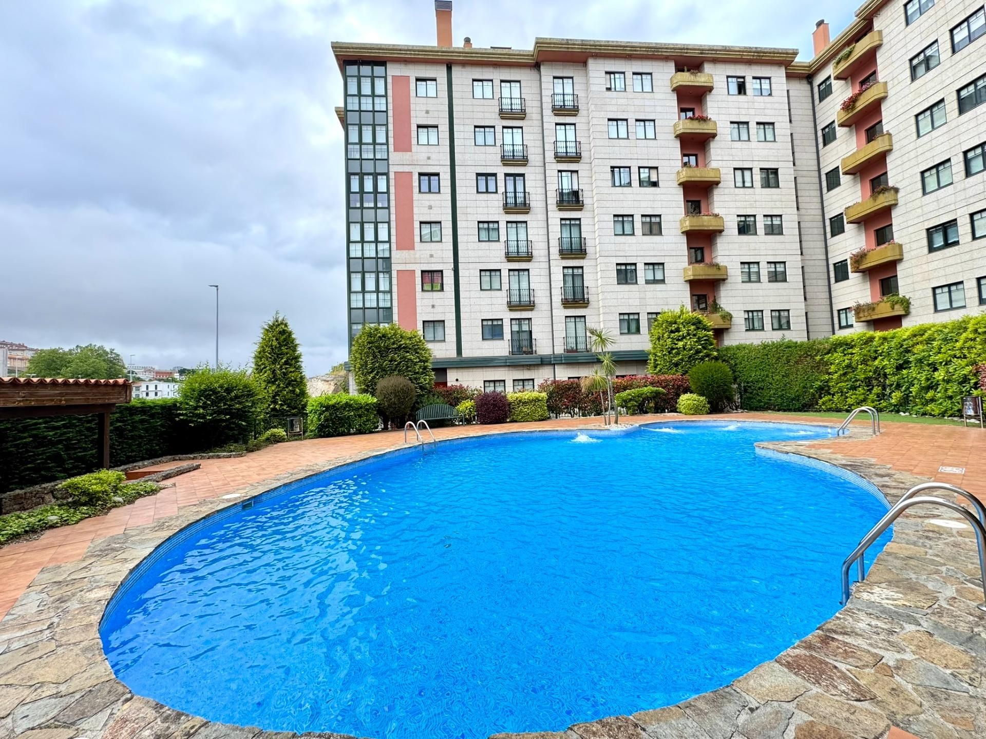 Swimming pool of Flat for sale in A Coruña Capital   with Heating, Private garden and Parquet flooring