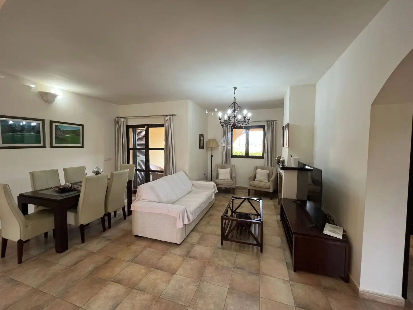 Sala d'estar de Casa adosada en venda en Fuente Álamo de Murcia amb Aire condicionat, Jardí privat i Terrassa