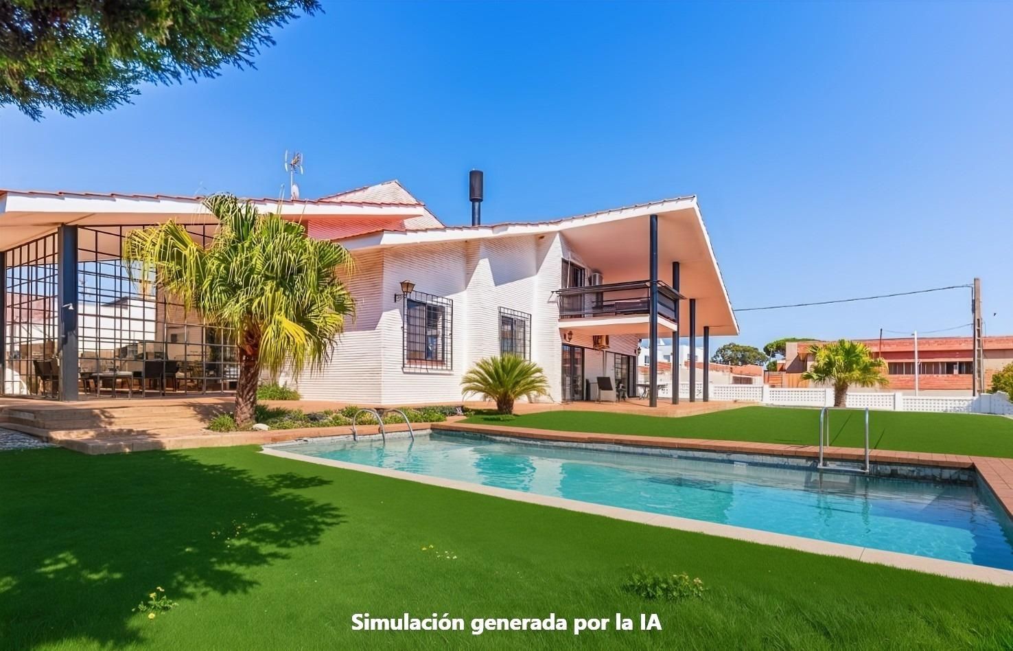 Vista exterior de Casa o xalet en venda en Palos de la Frontera amb Aire condicionat, Jardí privat i Terrassa