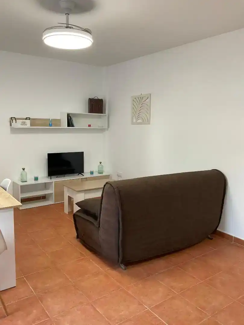 Sala d'estar de Apartament de lloguer en Vera amb Aire condicionat, Jardí privat i Piscina