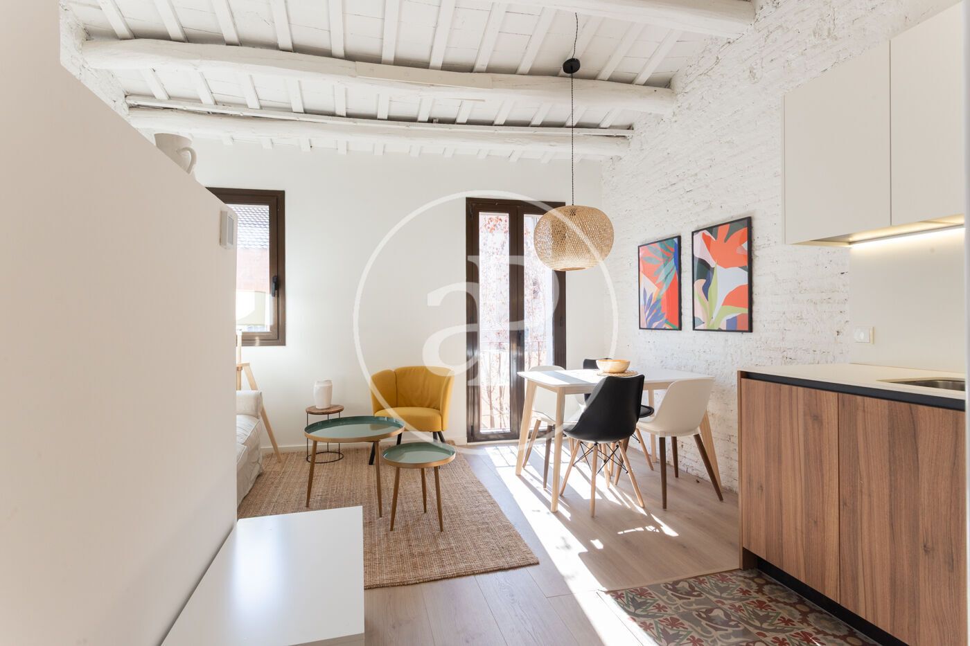 Sala d'estar de Pis de lloguer en  Barcelona Capital amb Aire condicionat, Calefacció i Moblat