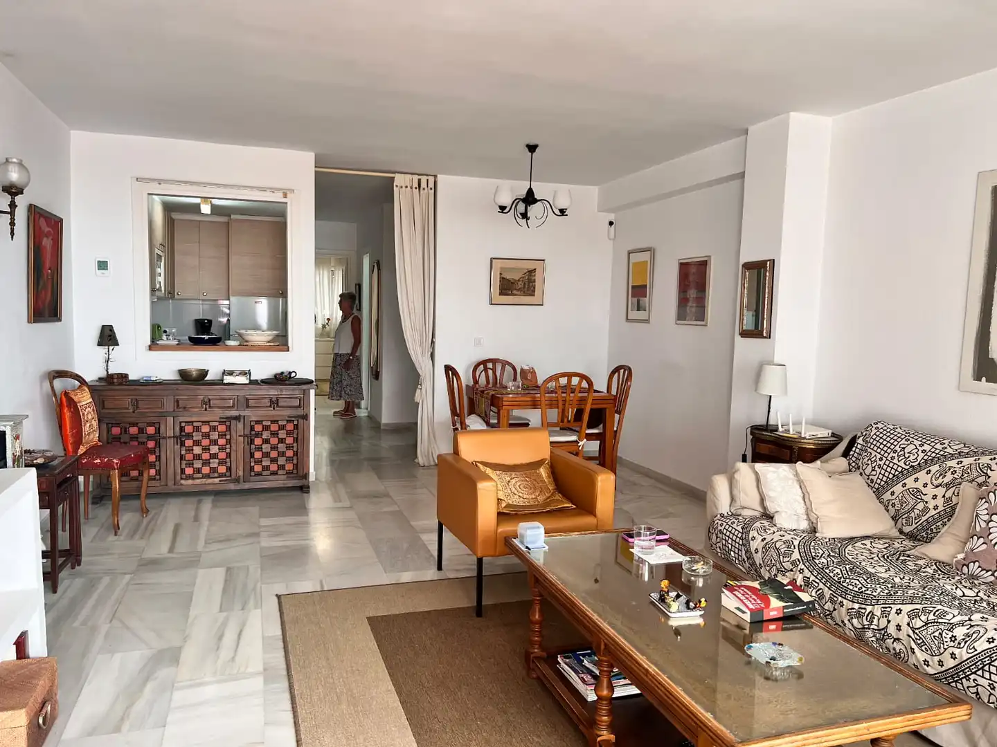 Sala d'estar de Apartament de lloguer en Mijas amb Jardí privat, Terrassa i Traster