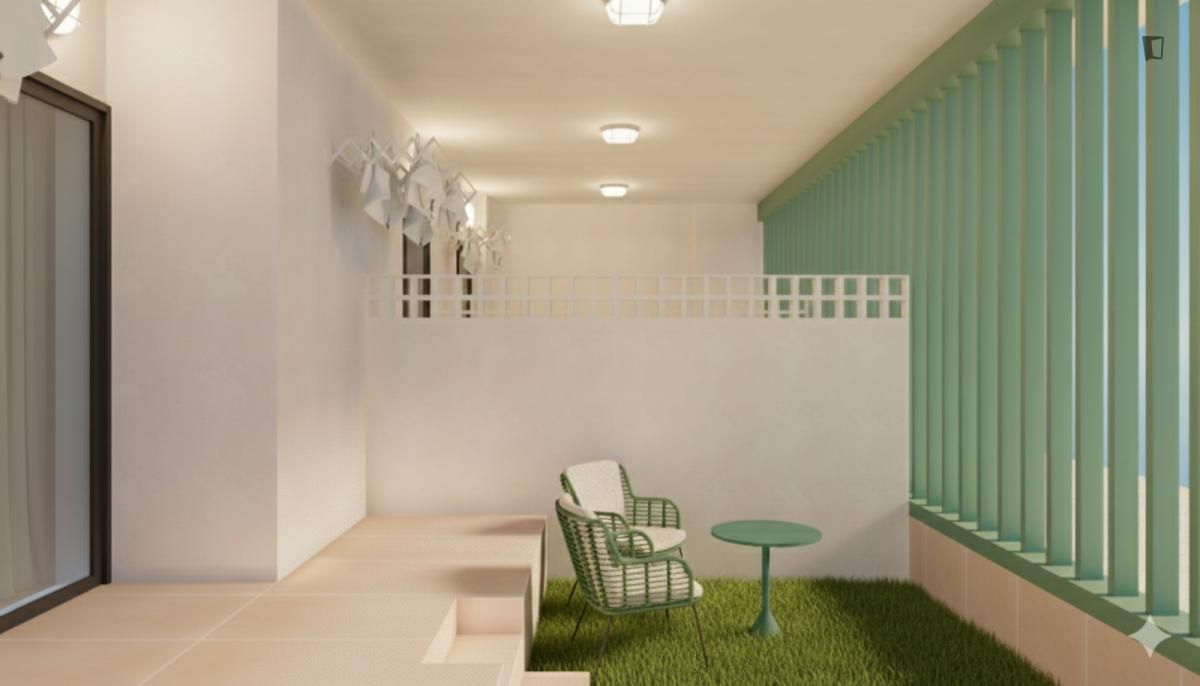 Garden of Study for rent in Getafe  with Air Conditioner, Heating and Furnished