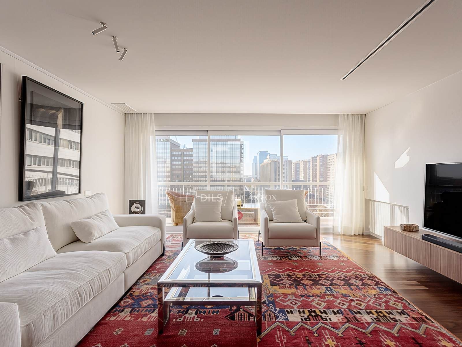 Sala d'estar de Pis de lloguer en  Madrid Capital amb Aire condicionat, Calefacció i Parquet