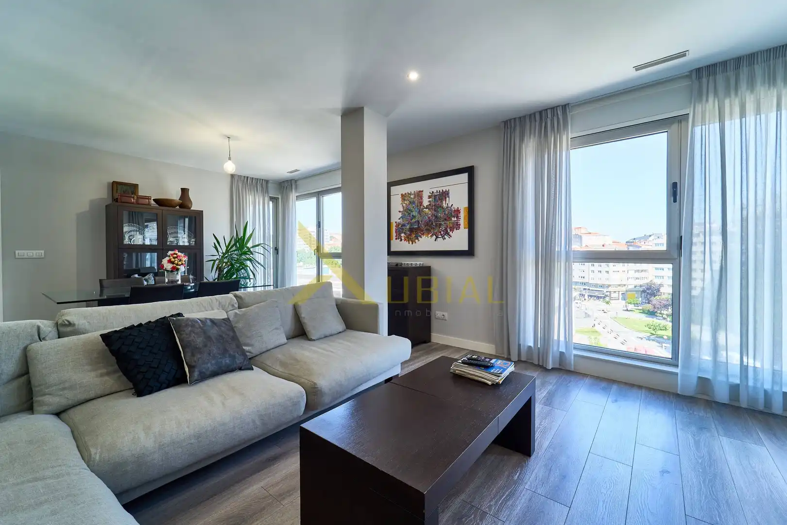 Living room of Flat for sale in A Coruña Capital   with Storage room, Furnished and Balcony