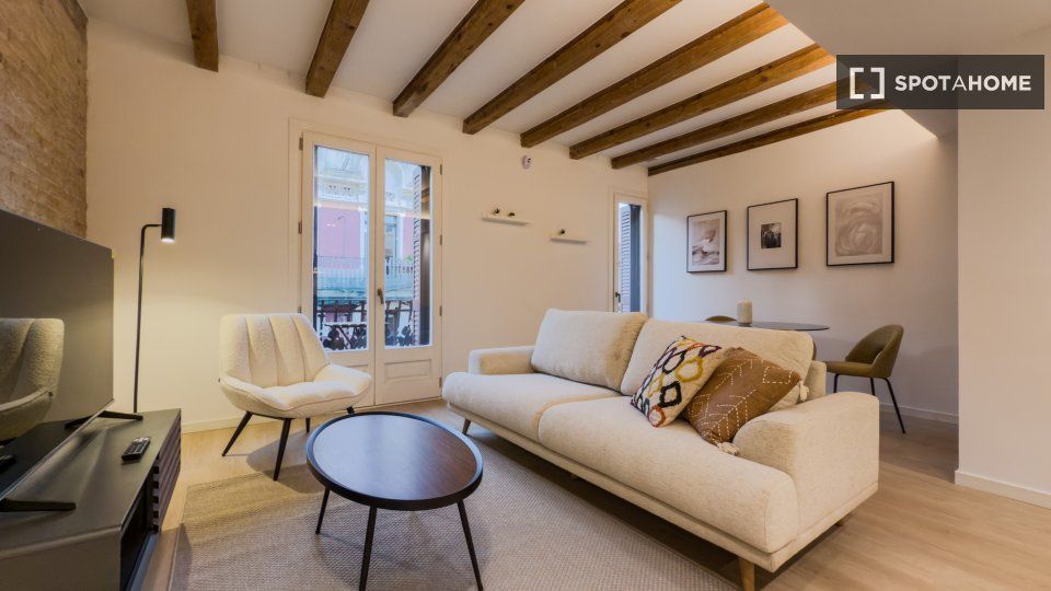 Living room of Flat to rent in  Barcelona Capital  with Air Conditioner, Heating and Furnished