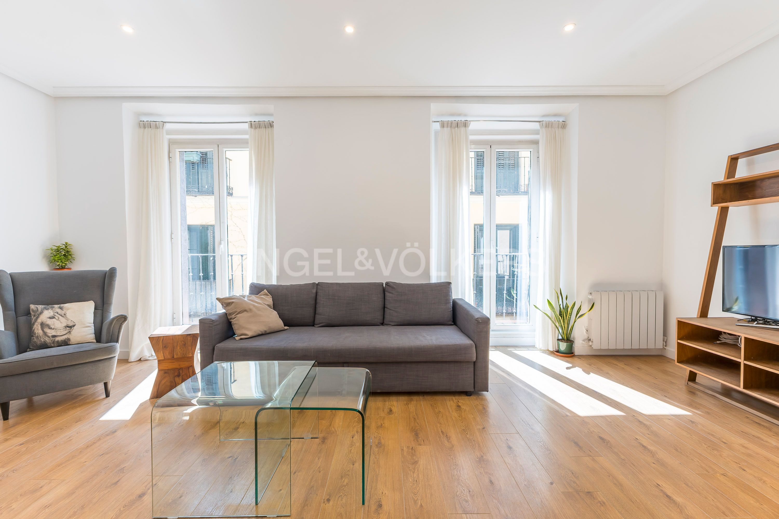 Sala d'estar de Apartament de lloguer en  Madrid Capital amb Aire condicionat, Calefacció i Balcó