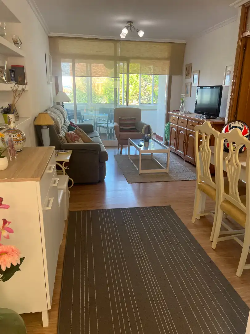 Sala d'estar de Pis en venda en Baiona amb Jardí privat, Moblat i Forn