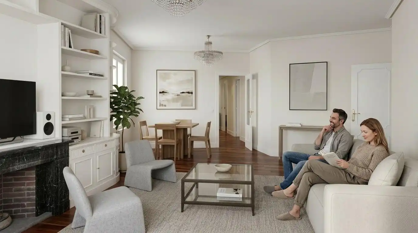 Sala de estar de Piso en venta en Getxo  con Calefacción, Terraza y Amueblado