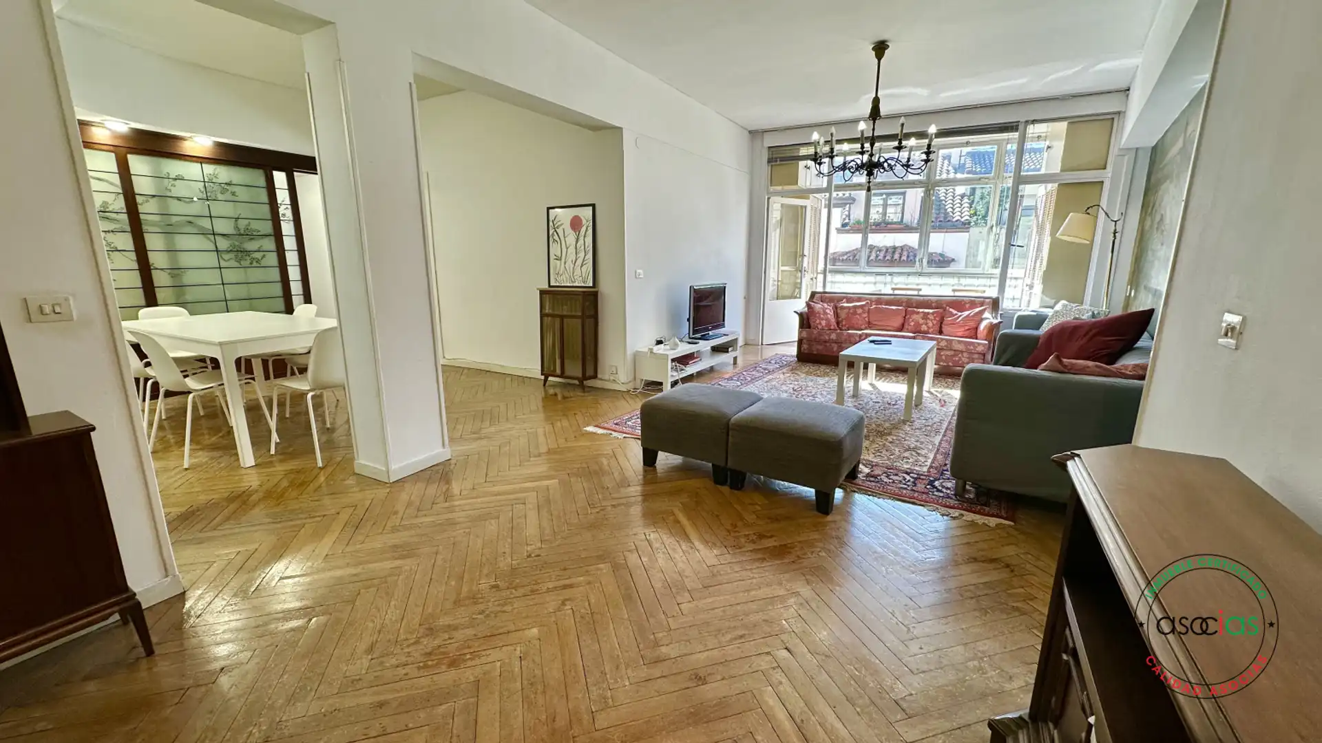 Living room of Flat for sale in Gijón   with Heating, Parquet flooring and Terrace