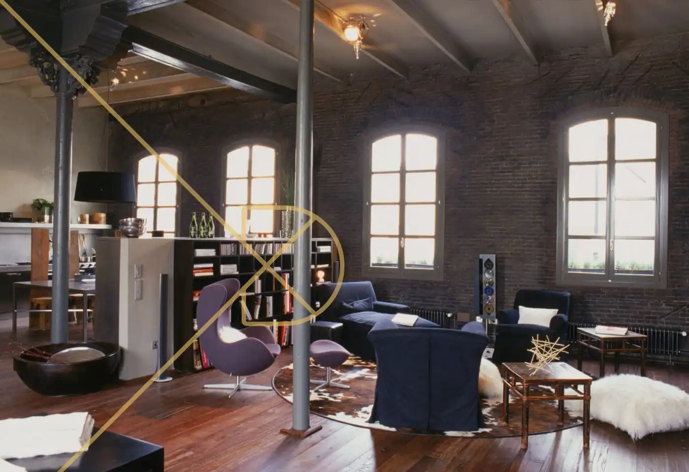 Wohnzimmer von Loft zur Miete in Barcelona mit Klimaanlage, Heizung und Parkett