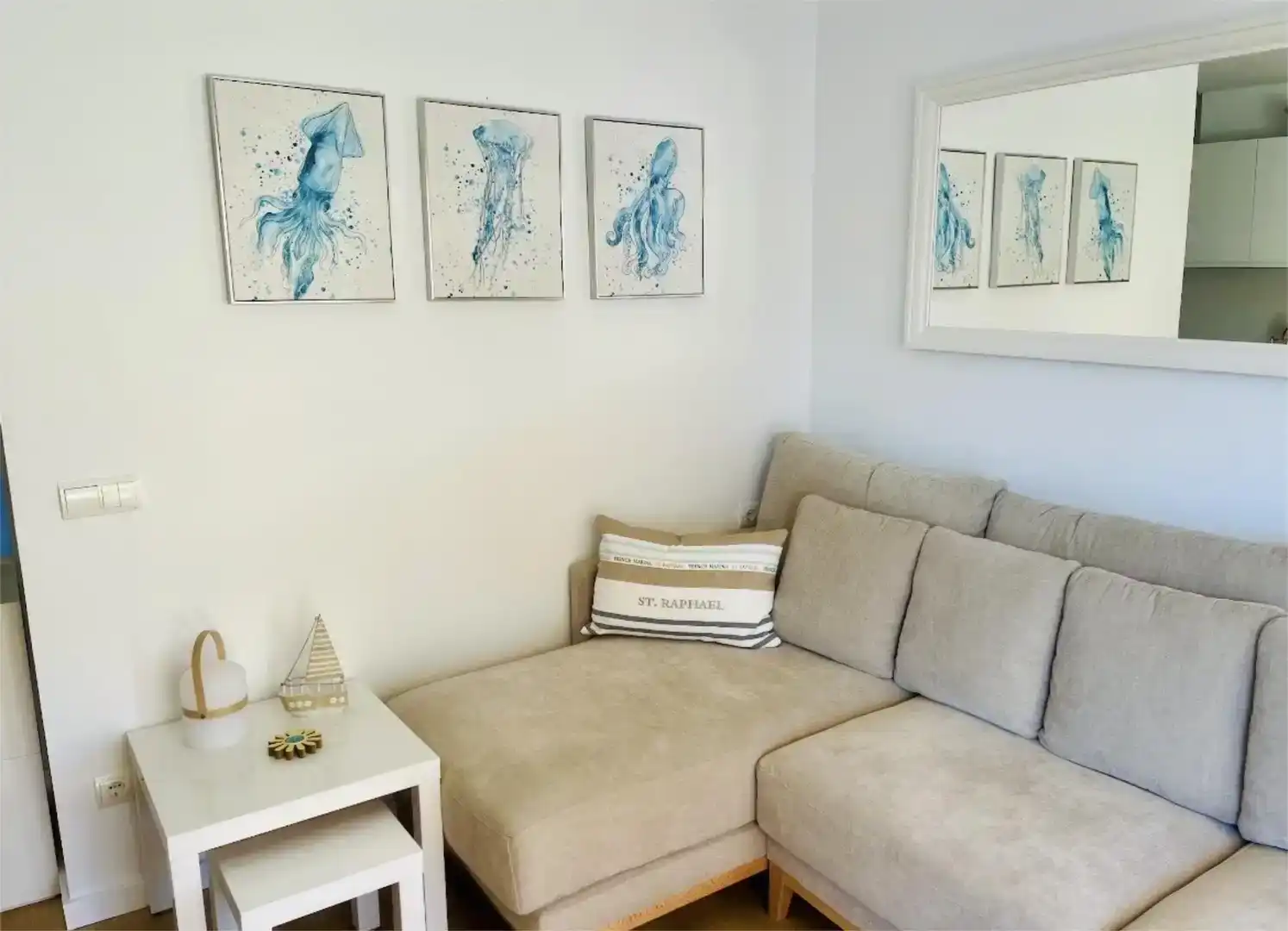 Wohnzimmer von Wohnung zur Miete in Palafrugell mit Privatgarten, Parkett und Schwimmbad