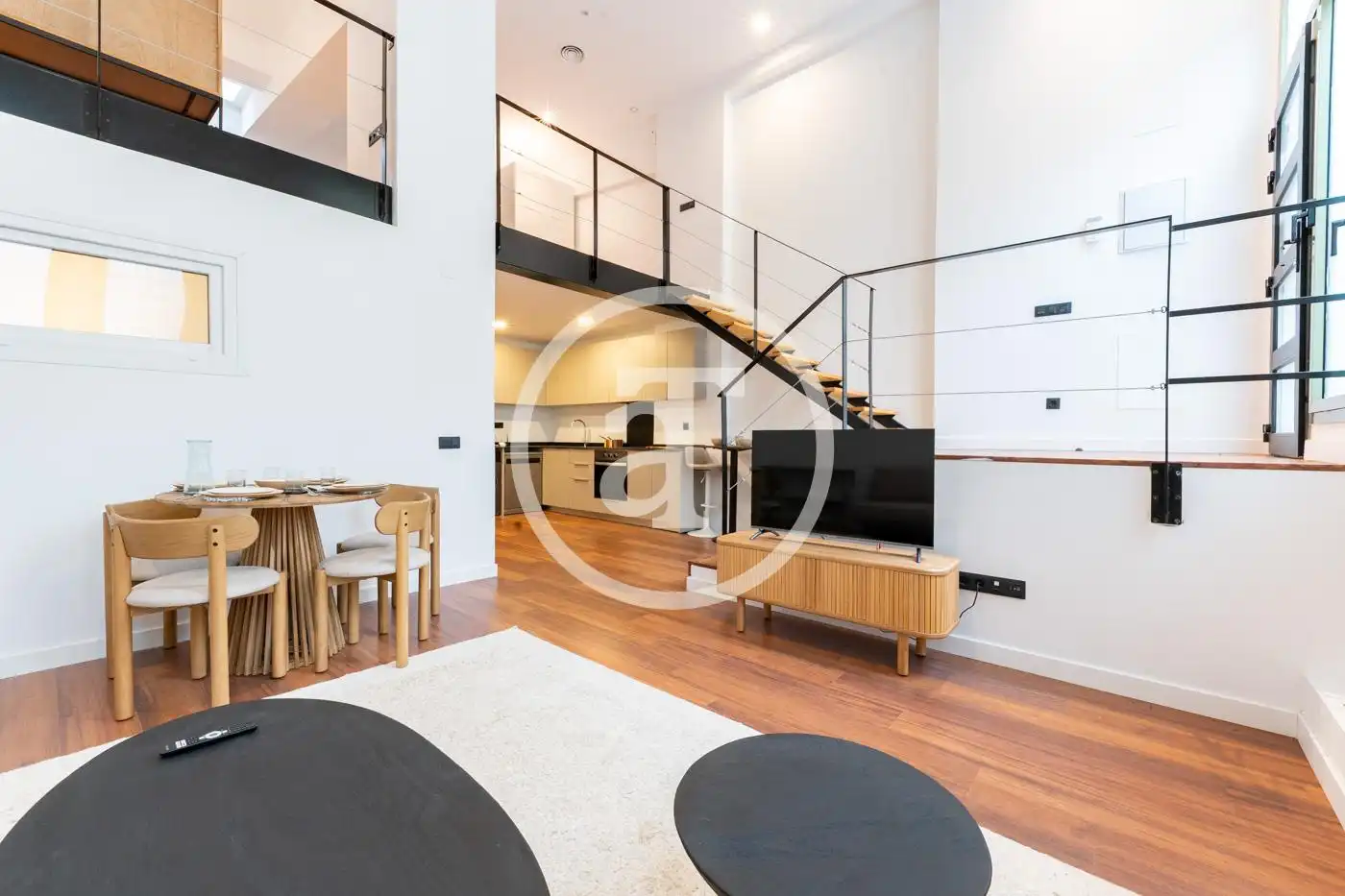 Sala d'estar de Dúplex de lloguer en Madrid amb Aire condicionat, Calefacció i Moblat