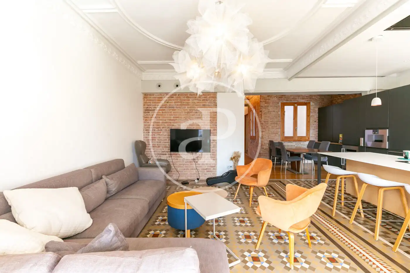 Sala de estar de Piso de alquiler en Barcelona con Aire acondicionado, Calefacción y Amueblado