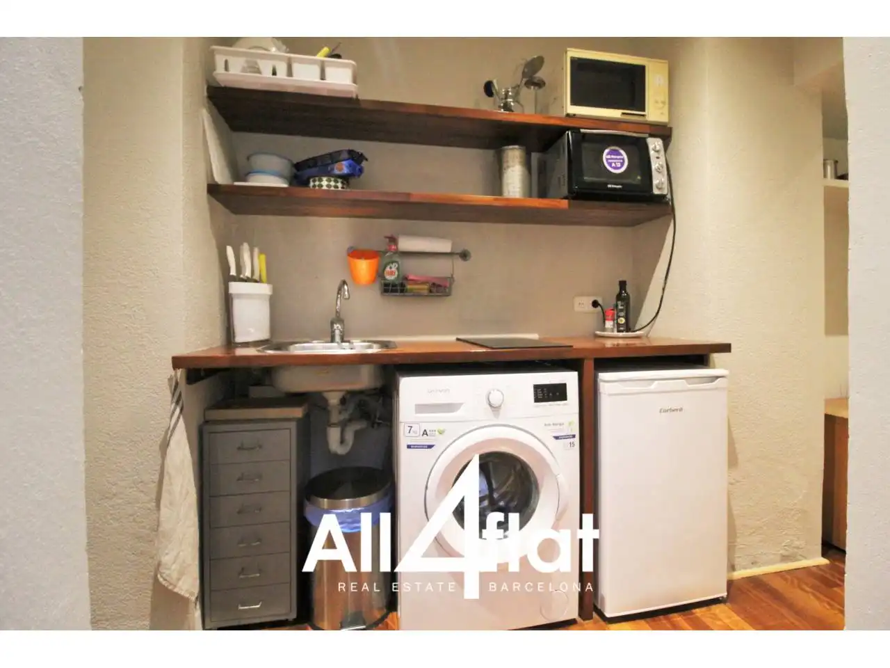 Küche von Wohnung zur Miete in Barcelona mit Heizung, Parkett und Abstellraum