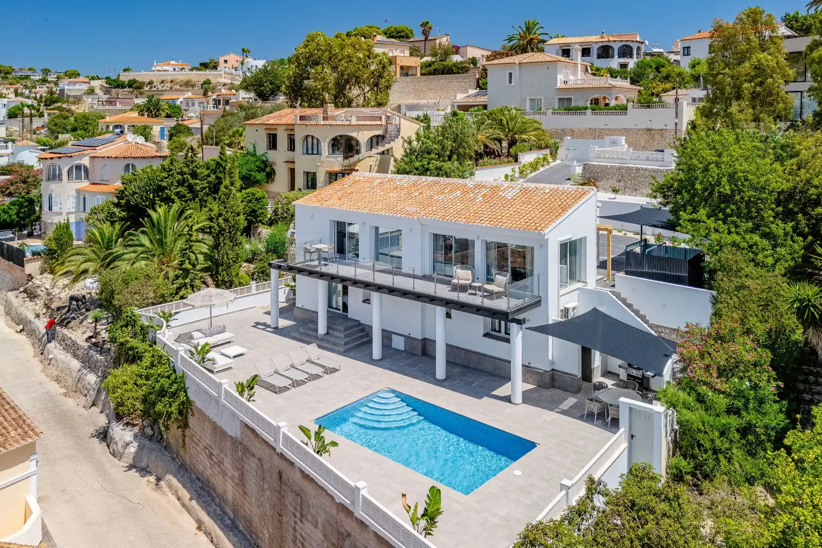 Vista exterior de Casa o chalet en venta en Calpe / Calp con Aire acondicionado, Jardín privado y Terraza
