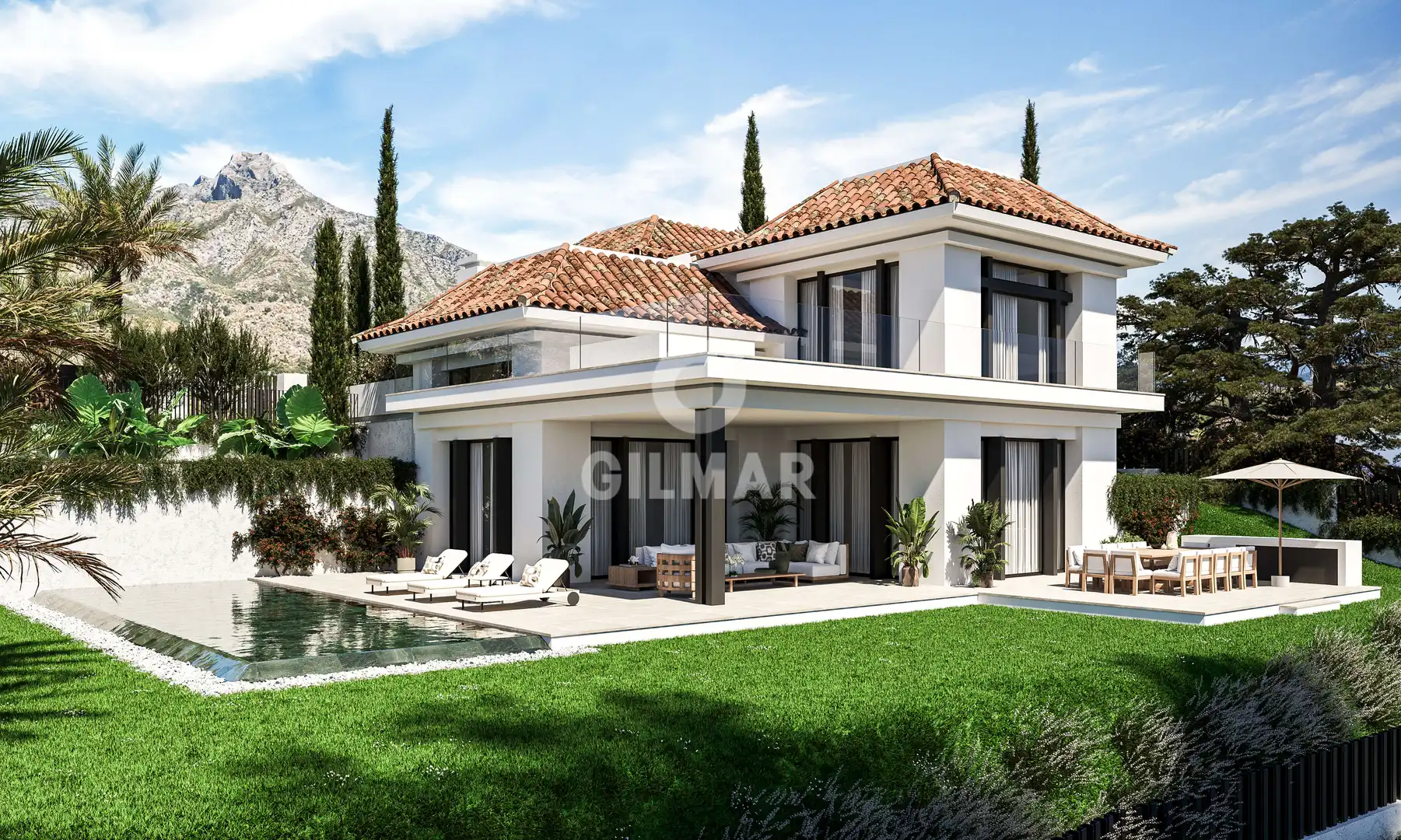 Vista exterior de Casa o xalet en venda en Marbella amb Calefacció, Jardí privat i Piscina