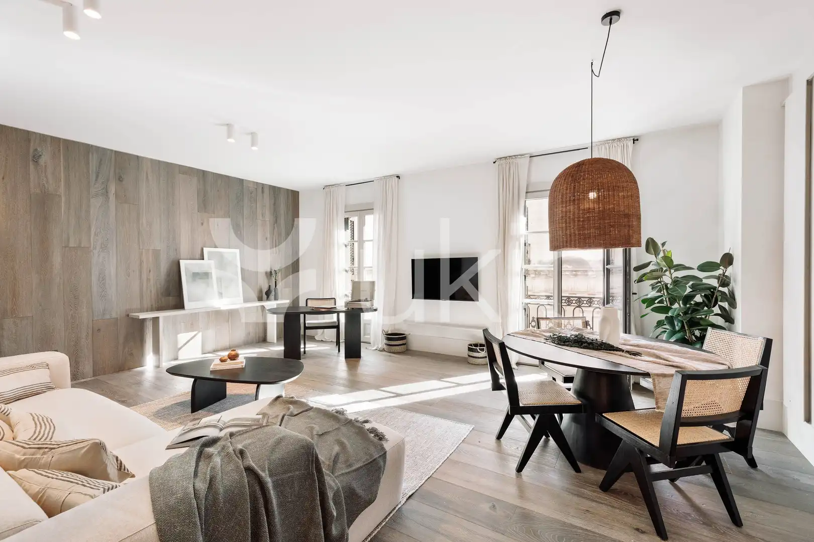 Sala de estar de Apartamento de alquiler en Barcelona con Aire acondicionado, Calefacción y Amueblado