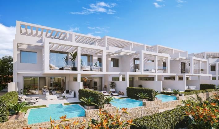 Vista exterior de Casa o xalet de lloguer en Manilva amb Aire condicionat, Jardí privat i Parquet