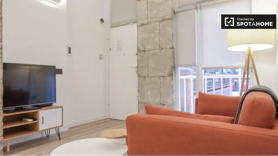 Living room of Flat for rent in Madrid  with Air Conditioner, Heating and Furnished
