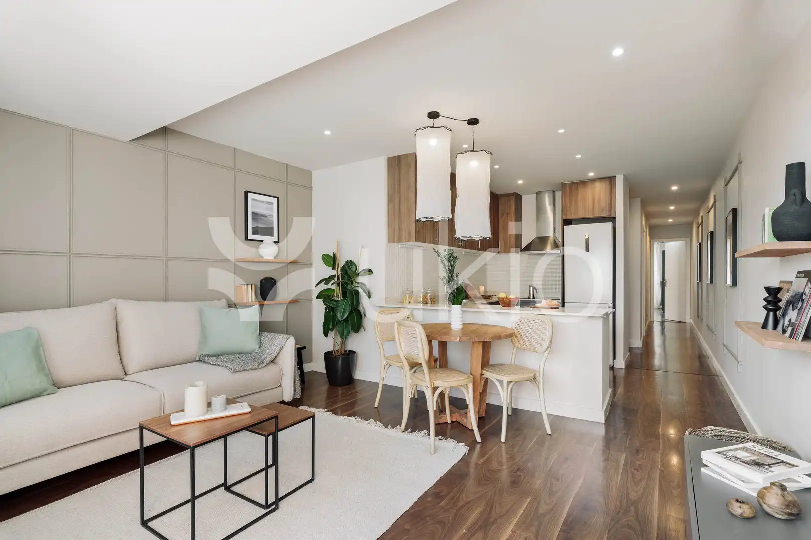 Sala de estar de Apartamento de alquiler en Barcelona con Aire acondicionado, Calefacción y Terraza