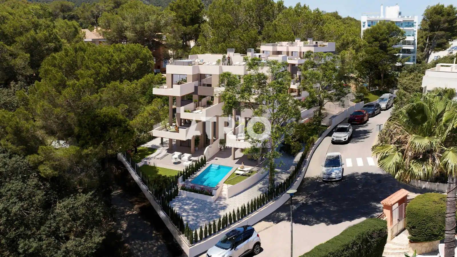 Außenansicht von Wohnung zum Verkauf in Capdepera mit Klimaanlage, Privatgarten und Terrasse