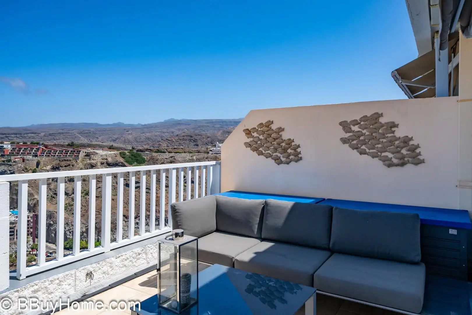 Terrasse von Wohnungen zur Miete in Mogán mit Klimaanlage, Terrasse und Möbliert
