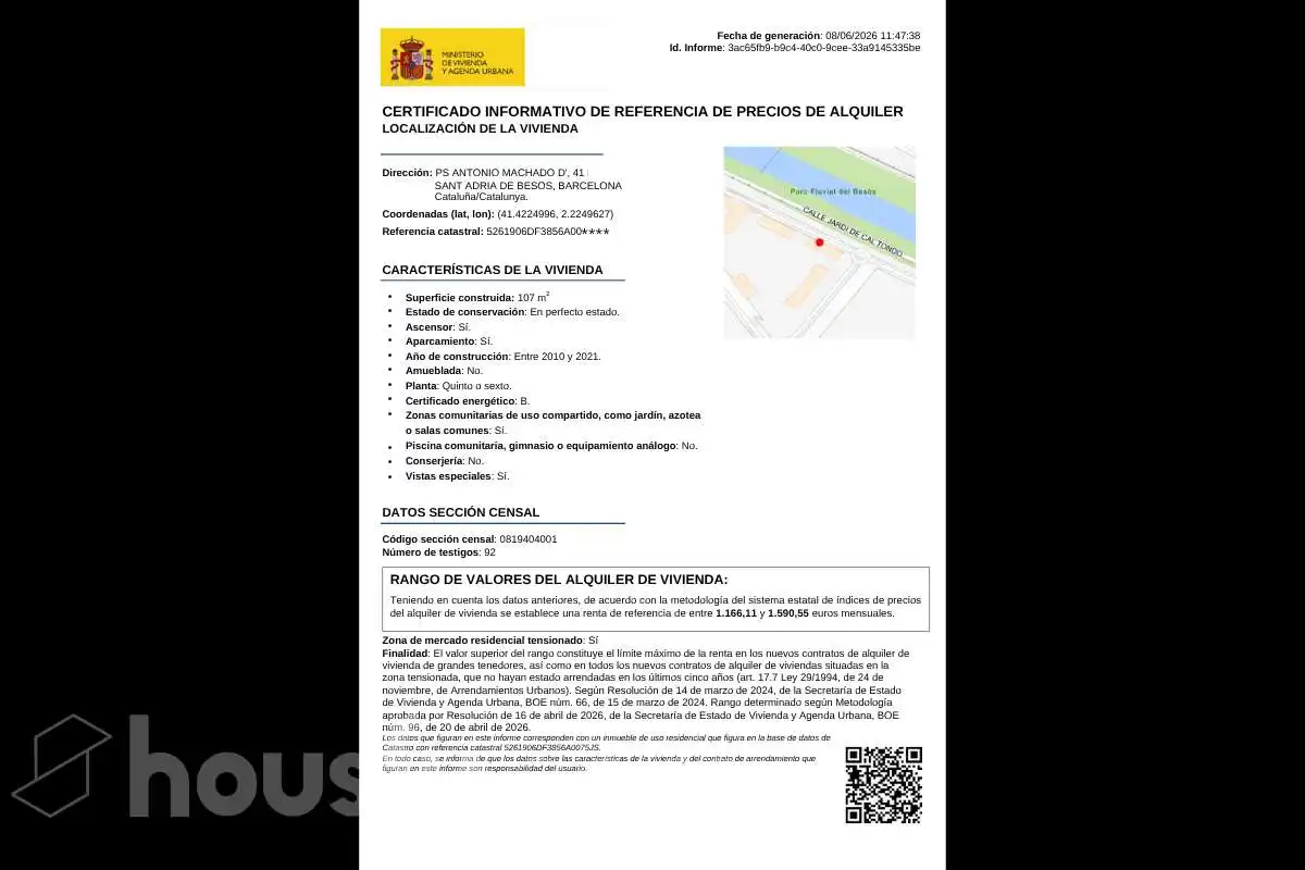 Parkplatz von Wohnung zur Miete in Sant Adrià de Besòs mit Klimaanlage und Balkon