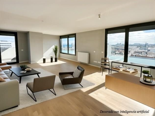 Living room of Flat to rent in Badalona  with Heating, Parquet flooring and Terrace